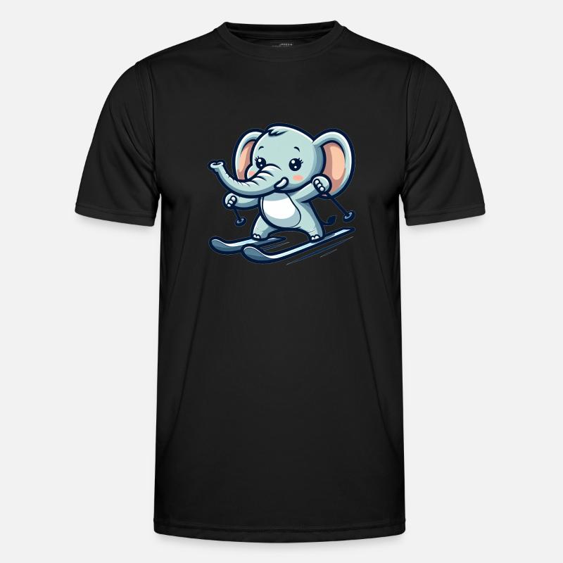 Cute Skier Elephant Männer Funktions-T-Shirt