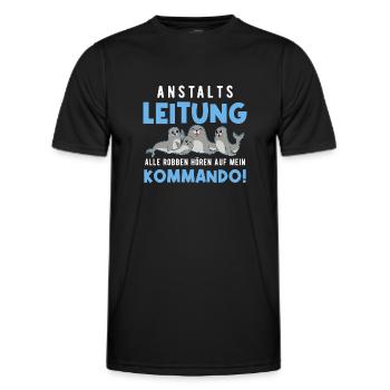 Anstaltsleitung Alle Robben Hören Auf Mein Befehl - Männer Funktions-T-Shirt - Schwarz - Vorne - AI Model Male 178 dark (178cm)
