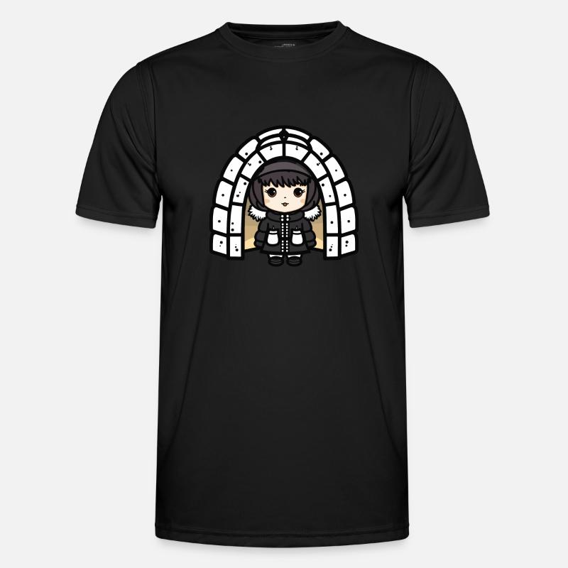 Iglu Eskimo Winter Comic Männer Funktions-T-Shirt
