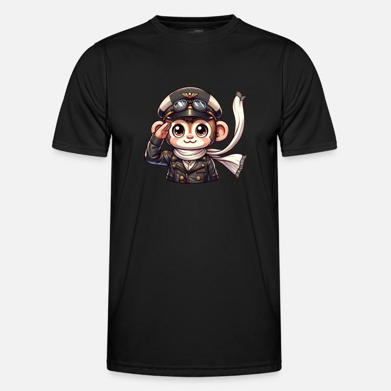 Cute Monkey Pilot Männer Funktions-T-Shirt
