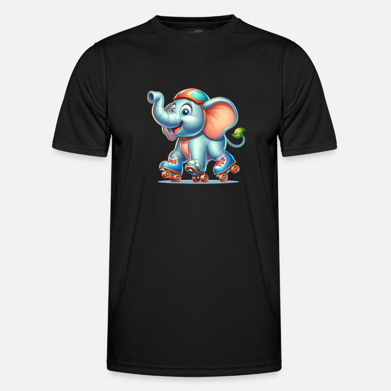Cute Inline Skater Elephant - Männer Funktions-T-Shirt - Schwarz