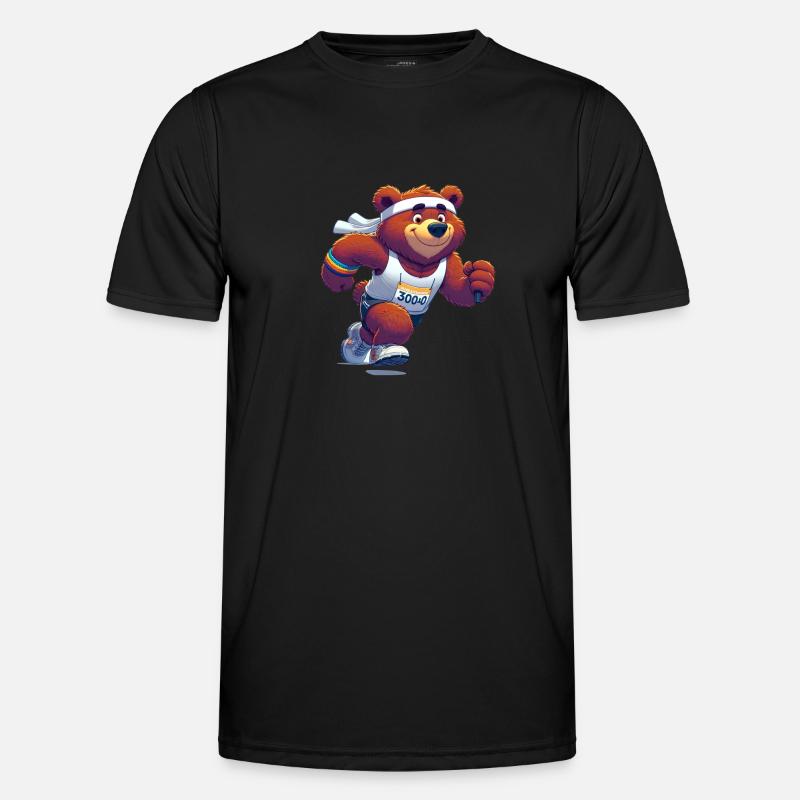 Cute Marathon Runner Bear - Men's Functional T-Shirt - black