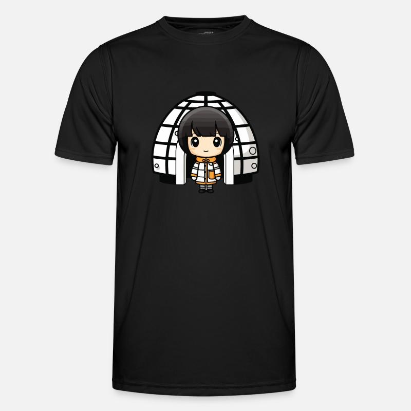 Winter Eskimo Iglu Comic Männer Funktions-T-Shirt