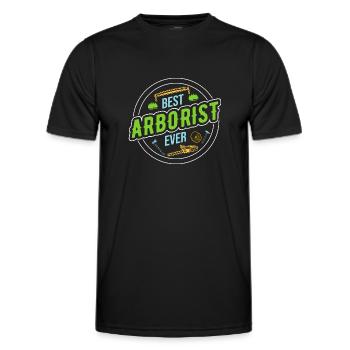Bûcheron Bûcheron Tronçonneuse - T-shirt sport Homme - noir - Devant - AI Model Male 178 dark (178cm)
