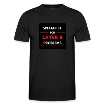 Specialist for Layer 8 Problems (Red) - Men's Functional T-Shirt - black - Front - AI Model Male 178 dark (178cm)