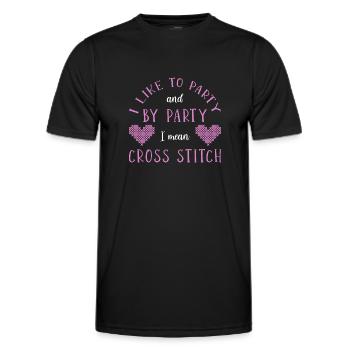Cross Stitch Cross Stitch Embroidery - Men's Functional T-Shirt - black - Front - AI Model Male 178 dark (178cm)