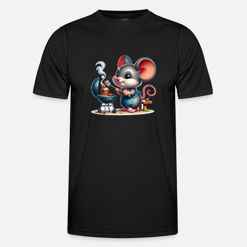 Cute BBQ Mouse - Men's Functional T-Shirt - black