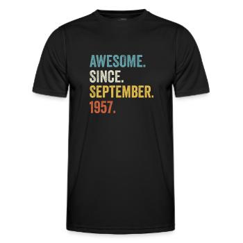 65 Years Old Awesome Since September 1957 65th - Men's Functional T-Shirt - black - Front - AI Model Male 178 dark (178cm)
