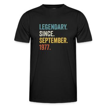 45 Years Old Legendary Since September 1977 45th - Men's Functional T-Shirt - black - Front - AI Model Male 178 dark (178cm)