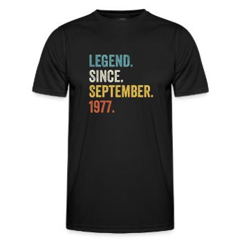 Légende depuis septembre 1977 45e anniversaire - T-shirt sport Homme - noir - Devant - AI Model Male 178 dark (178cm)
