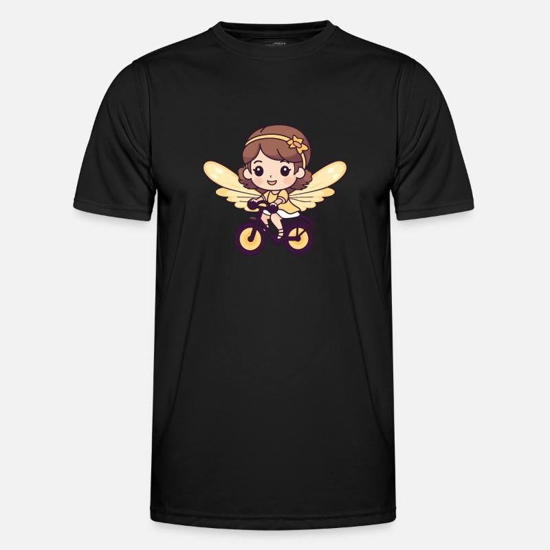 Fairy Cute Bicycle Comic - Men's Functional T-Shirt - black