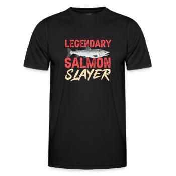 Salmon Fishing Salmon Angler - Men's Functional T-Shirt - black - Front - AI Model Male 178 dark (178cm)