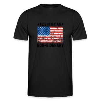 I Identify As Non-Bidenary - 2024 - Men's Functional T-Shirt - black - Front - AI Model Male 178 dark (178cm)
