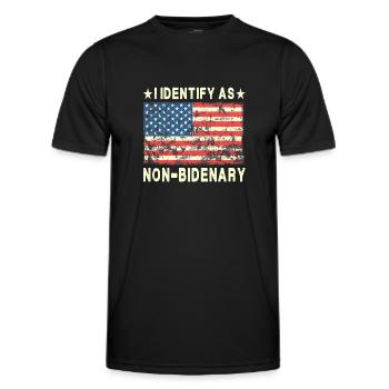 I Identify As Non-Bidenary - 2024 - Men's Functional T-Shirt - black - Front - AI Model Male 178 dark (178cm)
