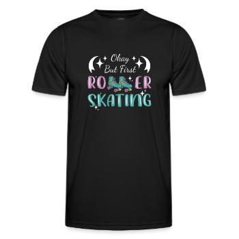 Roller Skating Inline Skating Inline Skates - Men's Functional T-Shirt - black - Front - AI Model Male 178 dark (178cm)