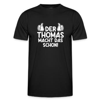 Thomas - Männer Funktions-T-Shirt - Schwarz - Vorne - AI Model Male 178 dark (178cm)