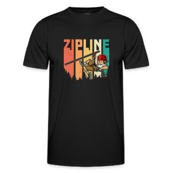 Zipliner Ziplining Zip Line Hobby Forest Mountains - Men's Functional T-Shirt - black - Front - AI Model Male 178 dark (178cm)