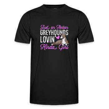 Italian Greyhound Greyhound Dogs - Men's Functional T-Shirt - black - Front - AI Model Male 178 dark (178cm)