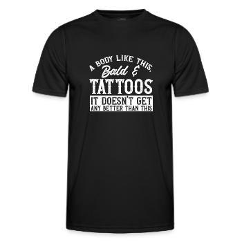 Bald Head Baldness Beard Bald Head - Men's Functional T-Shirt - black - Front - AI Model Male 178 dark (178cm)