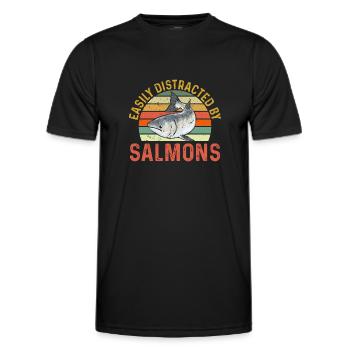Pêche au saumon Pêcheur de saumon - T-shirt sport Homme - noir - Devant - AI Model Male 178 dark (178cm)
