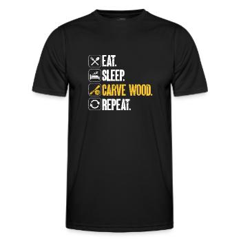 Charpentier sculpteur sur bois - T-shirt sport Homme - noir - Devant - AI Model Male 178 dark (178cm)