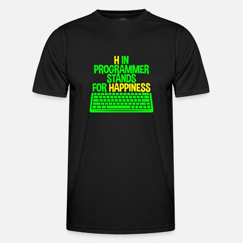 H In Programmer Stands For Happiness 4 Männer Funktions-T-Shirt