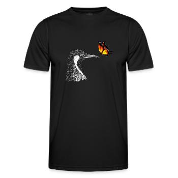 Aesthetic penguin with butterfly - Men's Functional T-Shirt - black - Front - AI Model Male 178 dark (178cm)