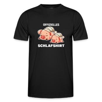 Schlafshirt Schwein Schlafanzug Geschenk - Männer Funktions-T-Shirt - Schwarz - Vorne - AI Model Male 178 dark (178cm)