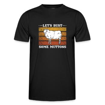 Let's Bust Some Muttons Vintage Sheep Gift - Men's Functional T-Shirt - black - Front - AI Model Male 178 dark (178cm)