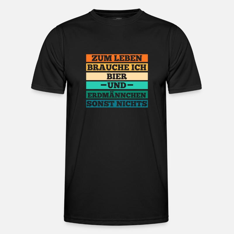 Bier Erdmännchen - Männer Funktions-T-Shirt - Schwarz