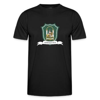 Andalusien Sevilla Iberische Halbinsel Flagge - Männer Funktions-T-Shirt - Schwarz - Vorne - AI Model Male 178 dark (178cm)
