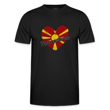 Drapeau macédonien des Balkans Origine macédonienne - T-shirt sport Homme - noir - Devant - AI Model Male 178 dark (178cm)