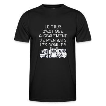 Routier Humour Poids Lourds Camionneur Conducteur - T-shirt sport Homme - noir - Devant - AI Model Male 178 dark (178cm)