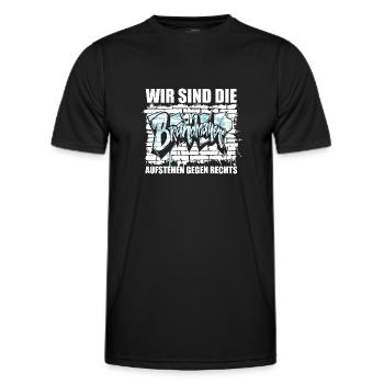 Wir sind die Brandmauer - Aufstehen gegen rechts - Männer Funktions-T-Shirt - Schwarz - Vorne - AI Model Male 178 dark (178cm)
