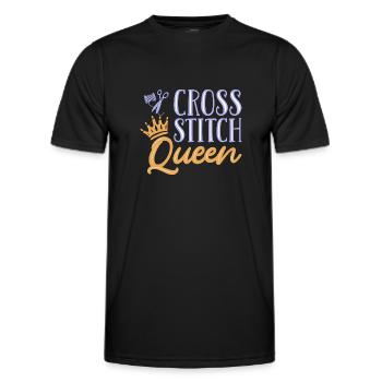 Cross Stitch Cross Stitch Embroidery - Men's Functional T-Shirt - black - Front - AI Model Male 178 dark (178cm)