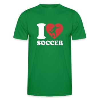 I Love Soccer - Herz - Hobby - Männer Funktions-T-Shirt - Kelly Green - Vorne - AI Model Male 178 dark (178cm)