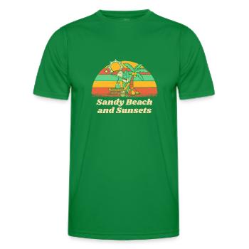Sandy Beach and Sunsets Vacation Ocean Trip Beach - Men's Functional T-Shirt - kelly green - Front - AI Model Male 178 dark (178cm)