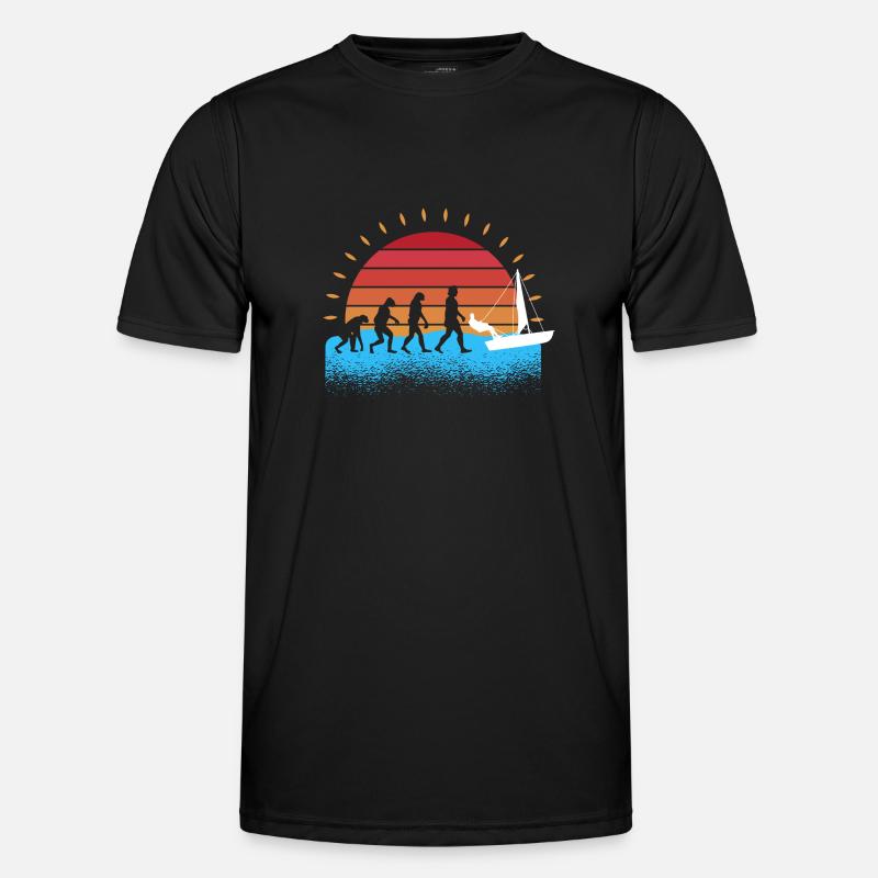 Evolution Segelboot Segler Segeln - Männer Funktions-T-Shirt - Schwarz