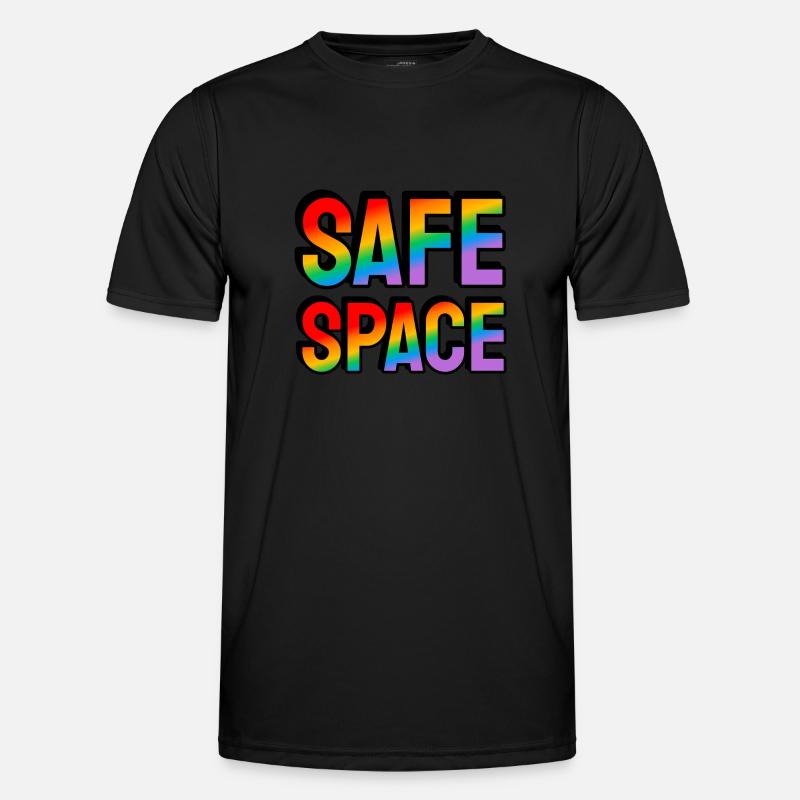 Safe Space Regenbogen Text LGBT Pride Monat Männer Funktions-T-Shirt