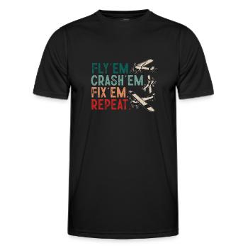 Modèle d’avion télécommandé - T-shirt sport Homme - noir - Devant - AI Model Male 178 dark (178cm)