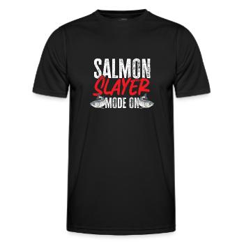 Salmon Fishing Salmon Angler - Men's Functional T-Shirt - black - Front - AI Model Male 178 dark (178cm)