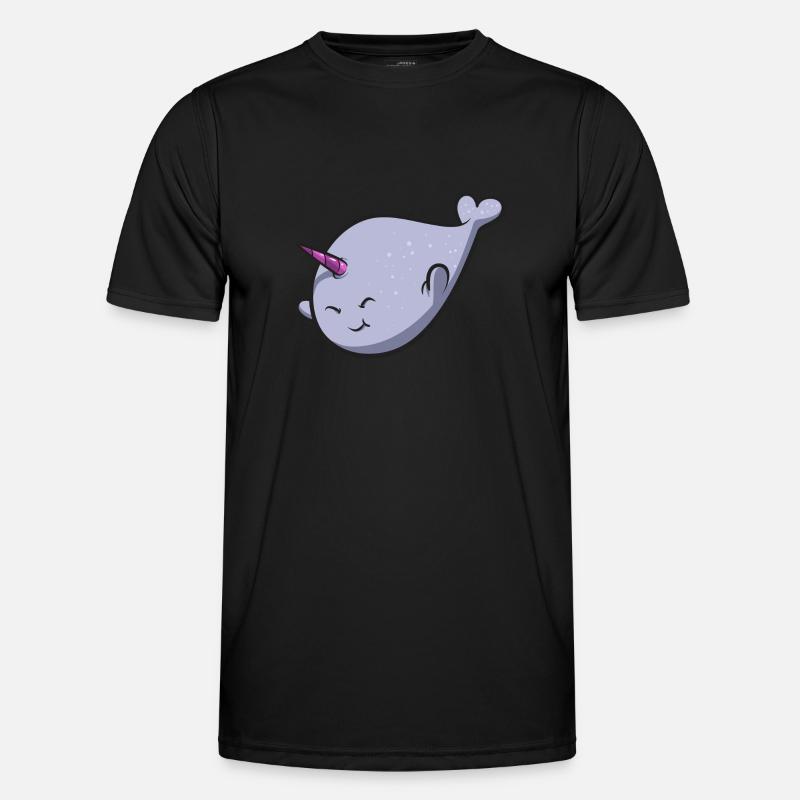 Narwal Einhornwal - Männer Funktions-T-Shirt - Schwarz