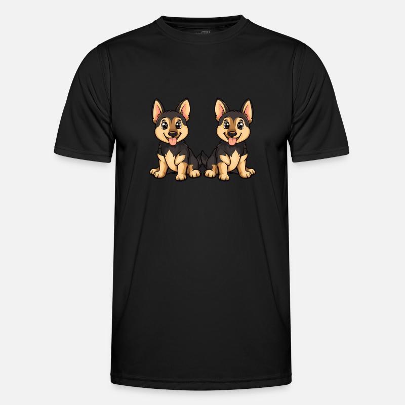German Shepherd Dog Comic - Men's Functional T-Shirt - black