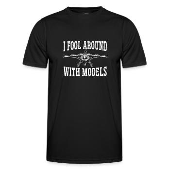 Modèle d’avion télécommandé - T-shirt sport Homme - noir - Devant - AI Model Male 178 dark (178cm)