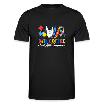 Data Coffee et Little Humans Thérapeute ABA - T-shirt sport Homme - noir - Devant - AI Model Male 178 dark (178cm)