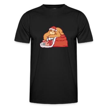 Sloth as Santa Claus with Christmas present - Men's Functional T-Shirt - black - Front - AI Model Male 178 dark (178cm)