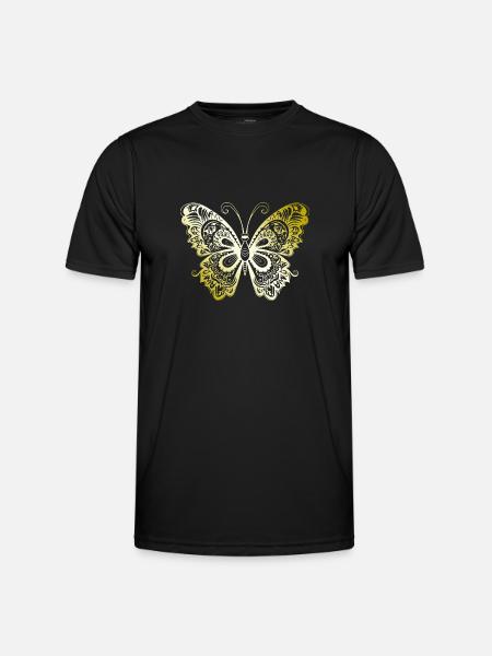 Papillon Mandala or - T-shirt sport Homme - noir