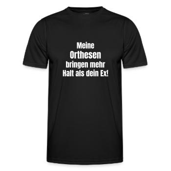 Mein Orthesen bringen mehr Halt als deine Ex. - Männer Funktions-T-Shirt - Schwarz - Vorne - AI Model Male 178 dark (178cm)