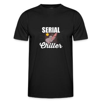 Serial Chiller - With a sleeping sloth - Men's Functional T-Shirt - black - Front - AI Model Male 178 dark (178cm)