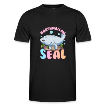 Lamantins mignons et drôles de l'océan de guimauve - T-shirt sport Homme - noir - Devant - AI Model Male 178 dark (178cm)